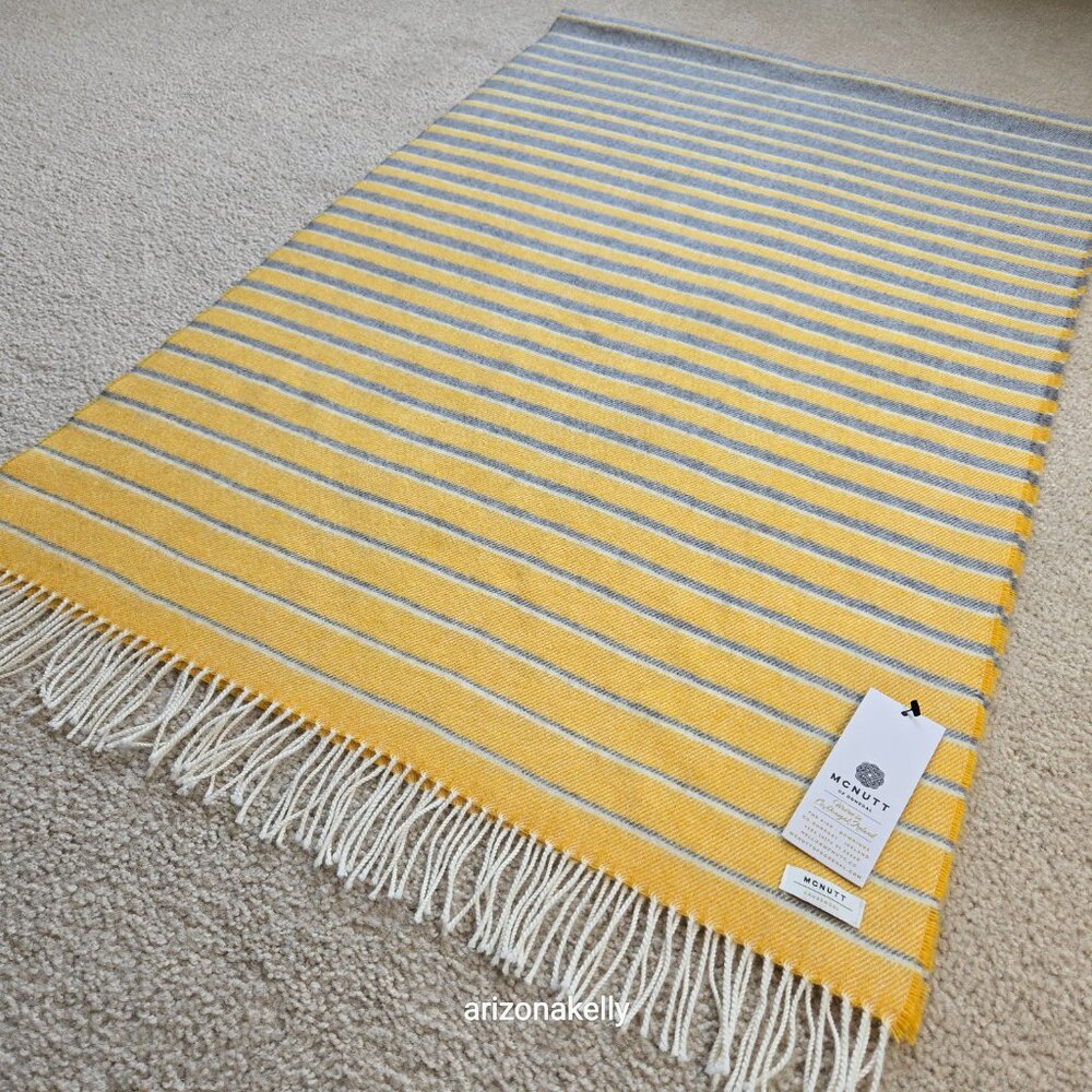 NWT McNutt Lambswool Scarf Donegal Ireland Yellow & Grey - Picture 8 of 14